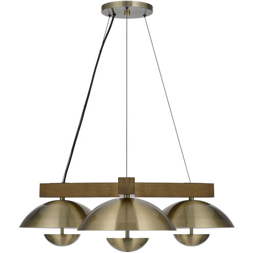 Lakeland LED 47 inch Antique Brass and Wood Island Pendant Ceiling Light