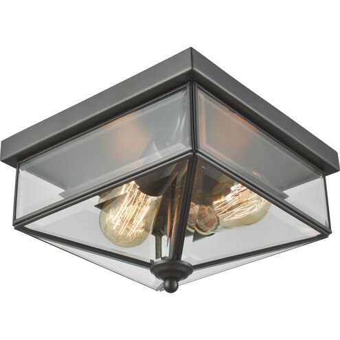 Lankford 2 Light 10 inch Oil Rubbed Bronze with Clear Outdoor Flush Mount