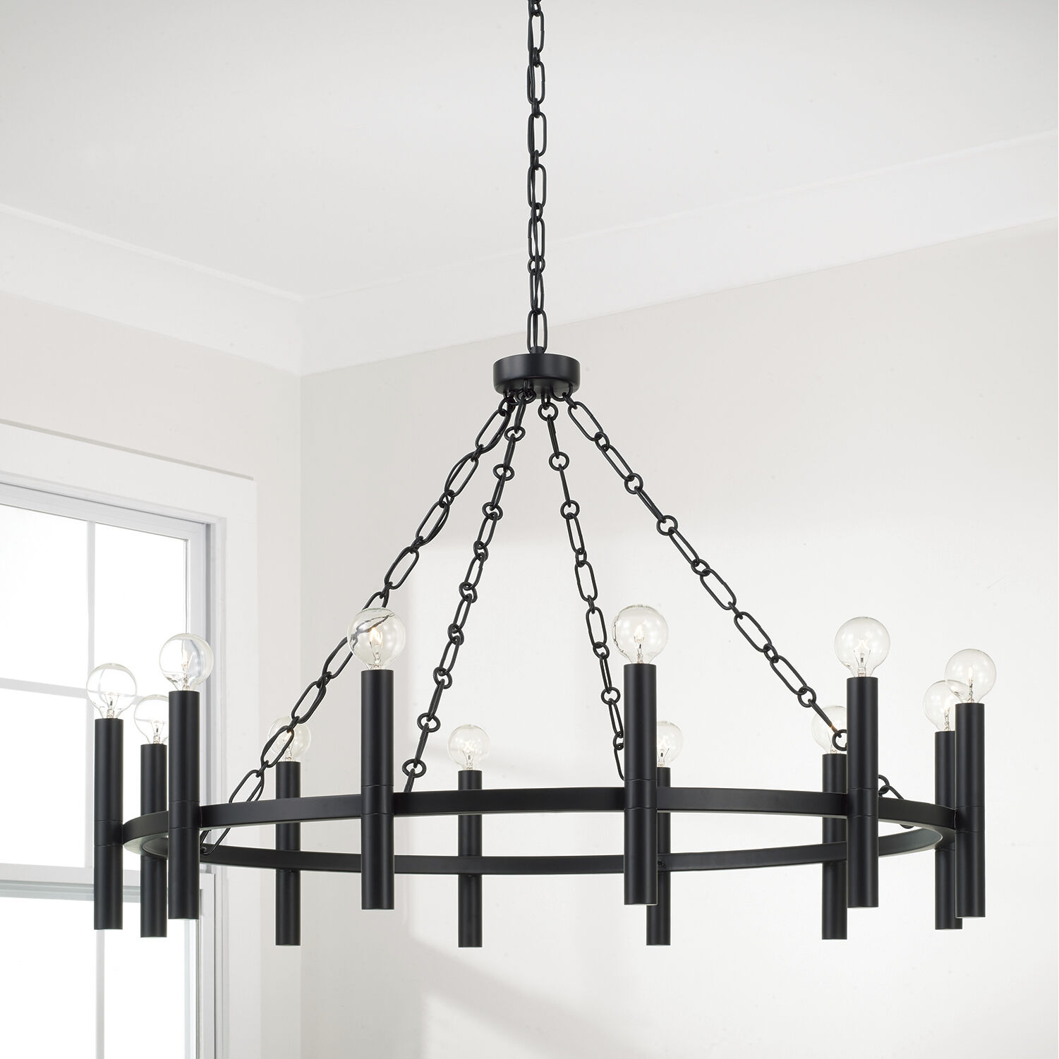 Winton 12 Light 35 inch Matte Black Chandelier Ceiling Light