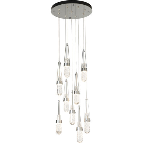Link LED 21 inch Vintage Platinum Pendant Ceiling Light in Clear with White Threading, Round