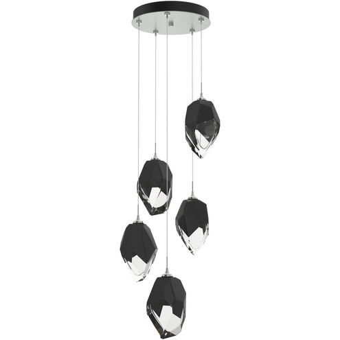 Chrysalis 5 Light 16.1 inch Vintage Platinum Pendant Ceiling Light in Black Crystal, Large