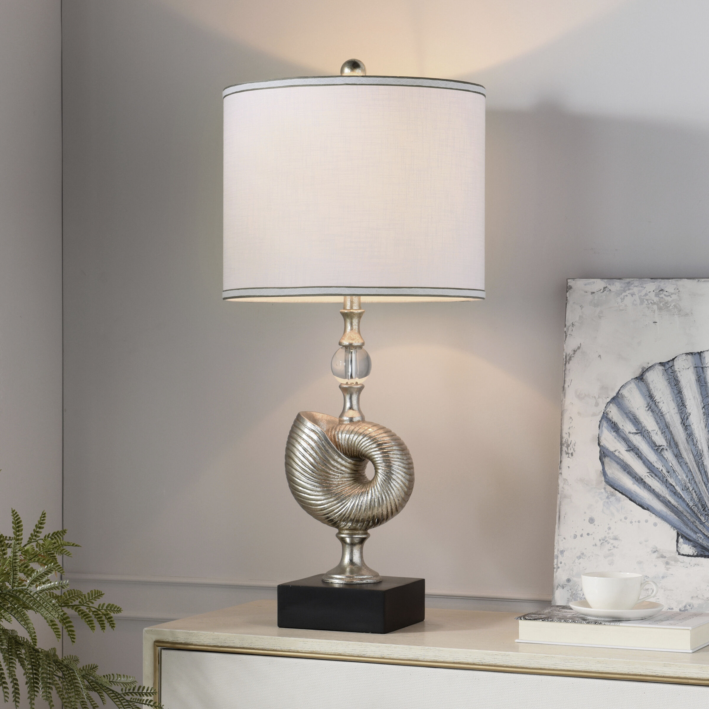 Poly 32.25 inch 100 watt Samobor Silver Table Lamp Portable Light