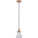 Edison Bellmont LED 6.25 inch Antique Copper Mini Pendant Ceiling Light in Clear Glass
