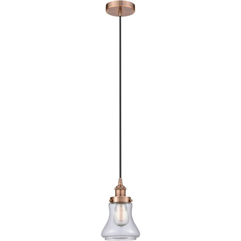 Edison Bellmont LED 6.25 inch Antique Copper Mini Pendant Ceiling Light in Clear Glass