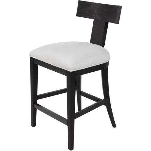 Idris 38 inch Charcoal Black Stain and White Fabric Counter Stool