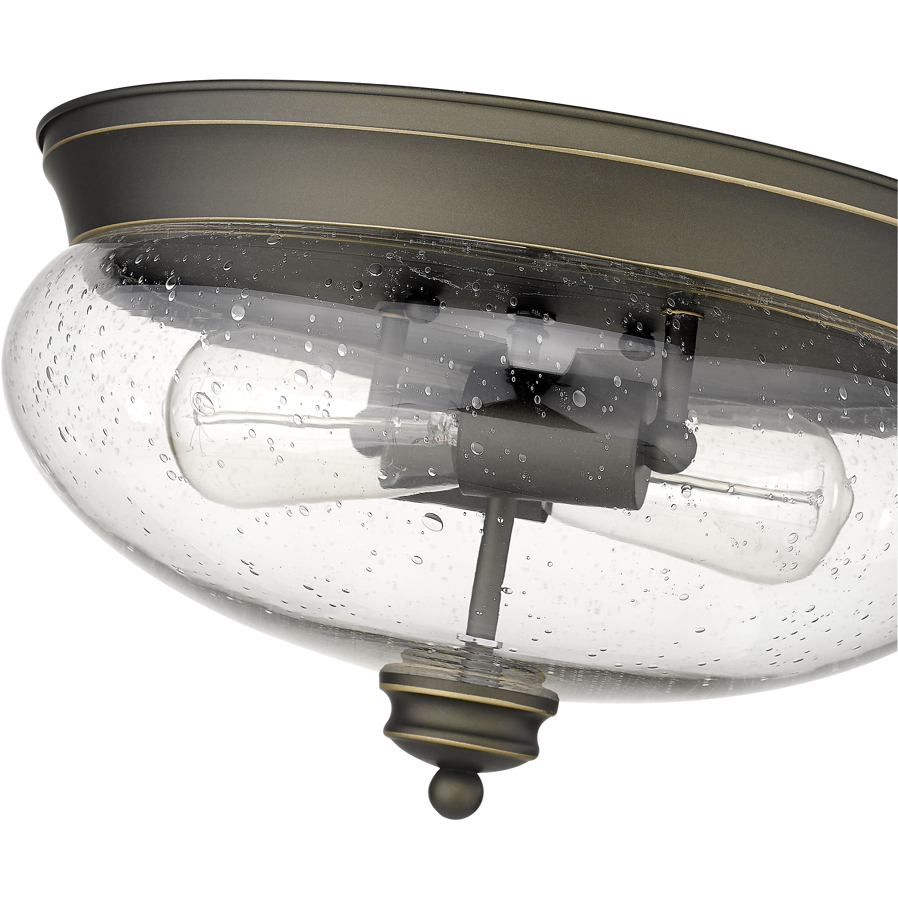 Amon 2 Light 13 inch Olde Bronze Flush Mount Ceiling Light in Clear Seedy Glass, 3.3