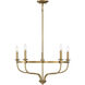 Transitional 5 Light 26.63 inch Natural Brass Chandelier Ceiling Light