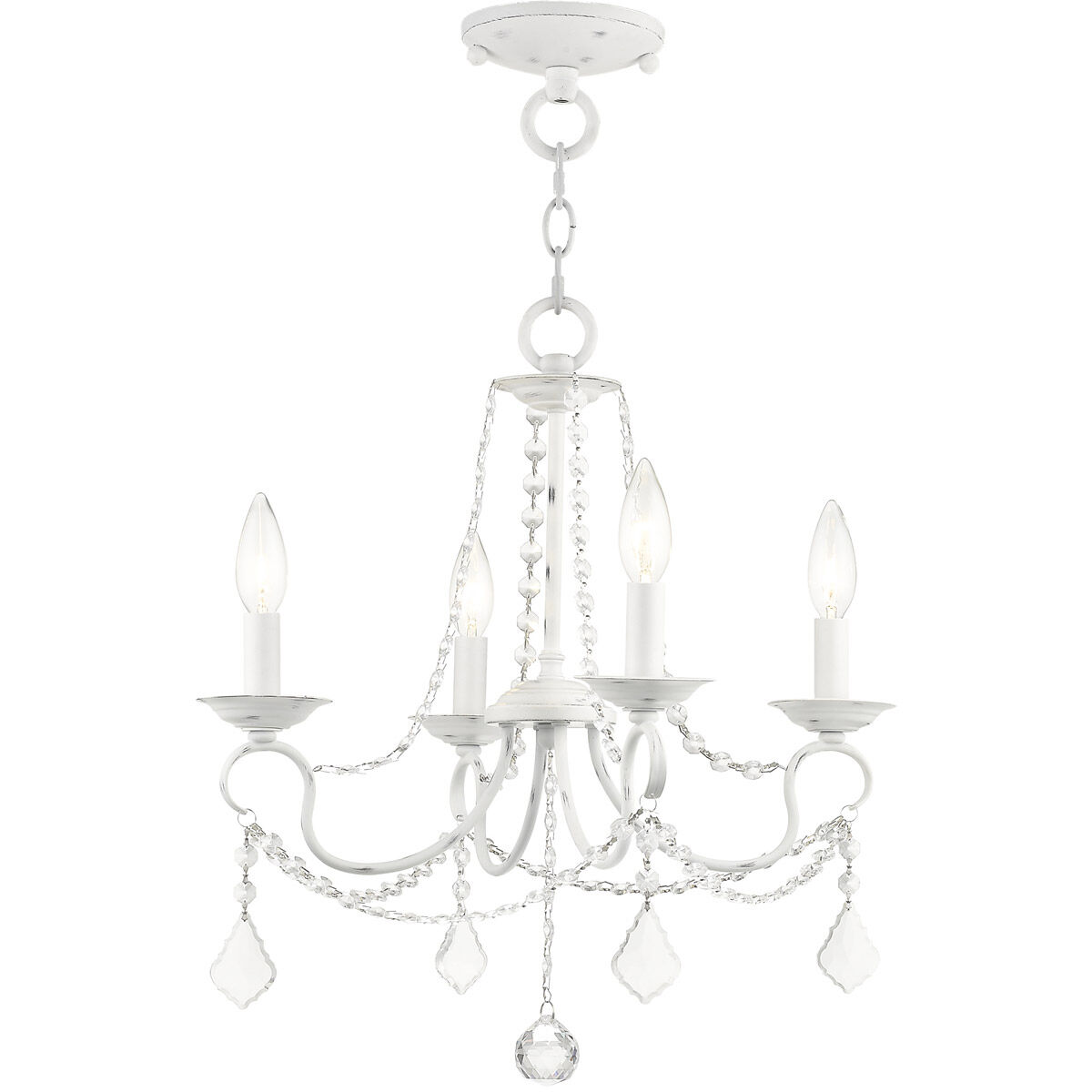 Pennington 4 Light 18 inch Antique White Convertible Mini Chandelier/Ceiling Mount Ceiling Light