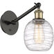Ballston Belfast LED 6 inch Black Antique Brass Sconce Wall Light in Deco Swirl Glass
