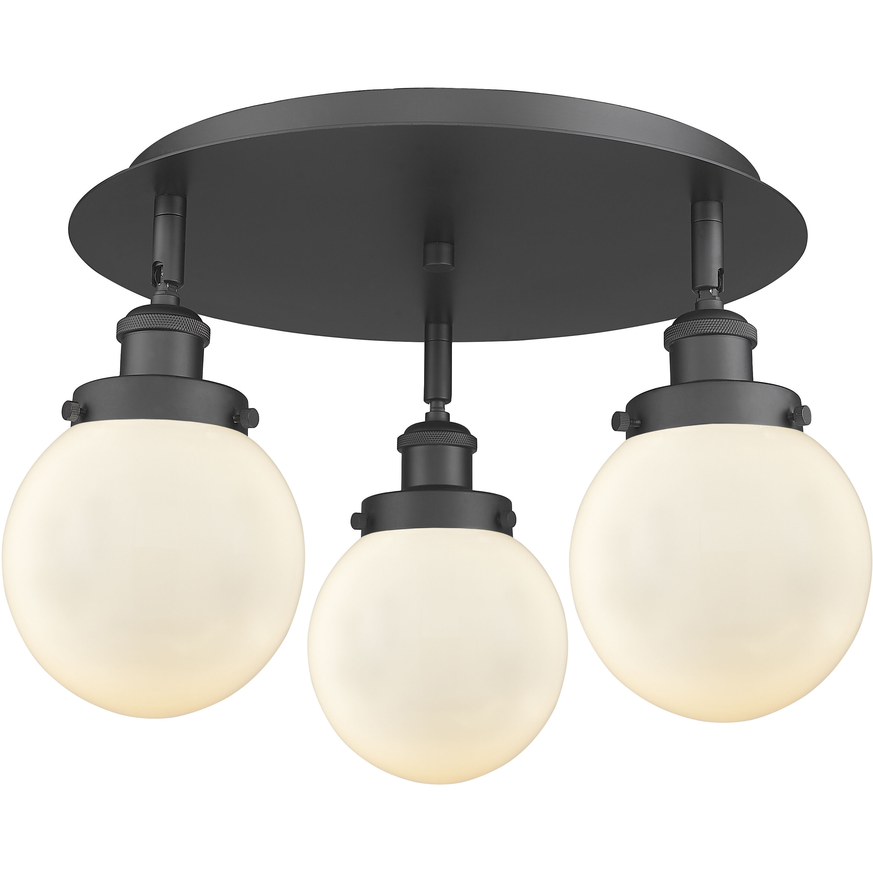 Beacon 3 Light 17.75 inch Matte Black Flush Mount Ceiling Light in Matte White