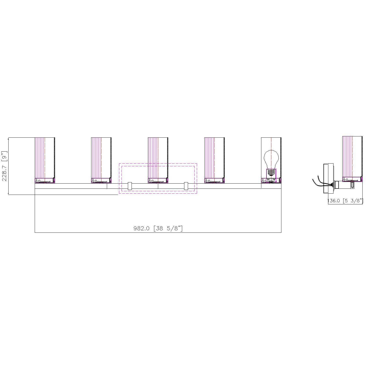 Danica 5 Light 38.75 inch Modern Gold Bath Vanity Light Wall Light