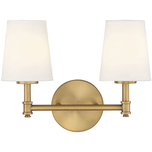 Traditional 2 Light 15 inch Natural Brass Bathroom Vanity Light Wall Light