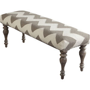 Frontier Cream Upholstered Bench, Rectangle, Wood Base, Hand Woven