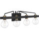 Ravella 4 Light 33 inch Black Bath Light Wall Light