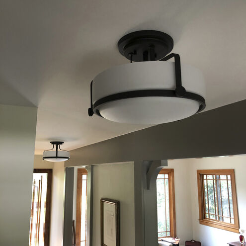 Harper 3 Light 14.5 inch Oil Rubbed Bronze Indoor Semi-Flush Mount Ceiling Light in White