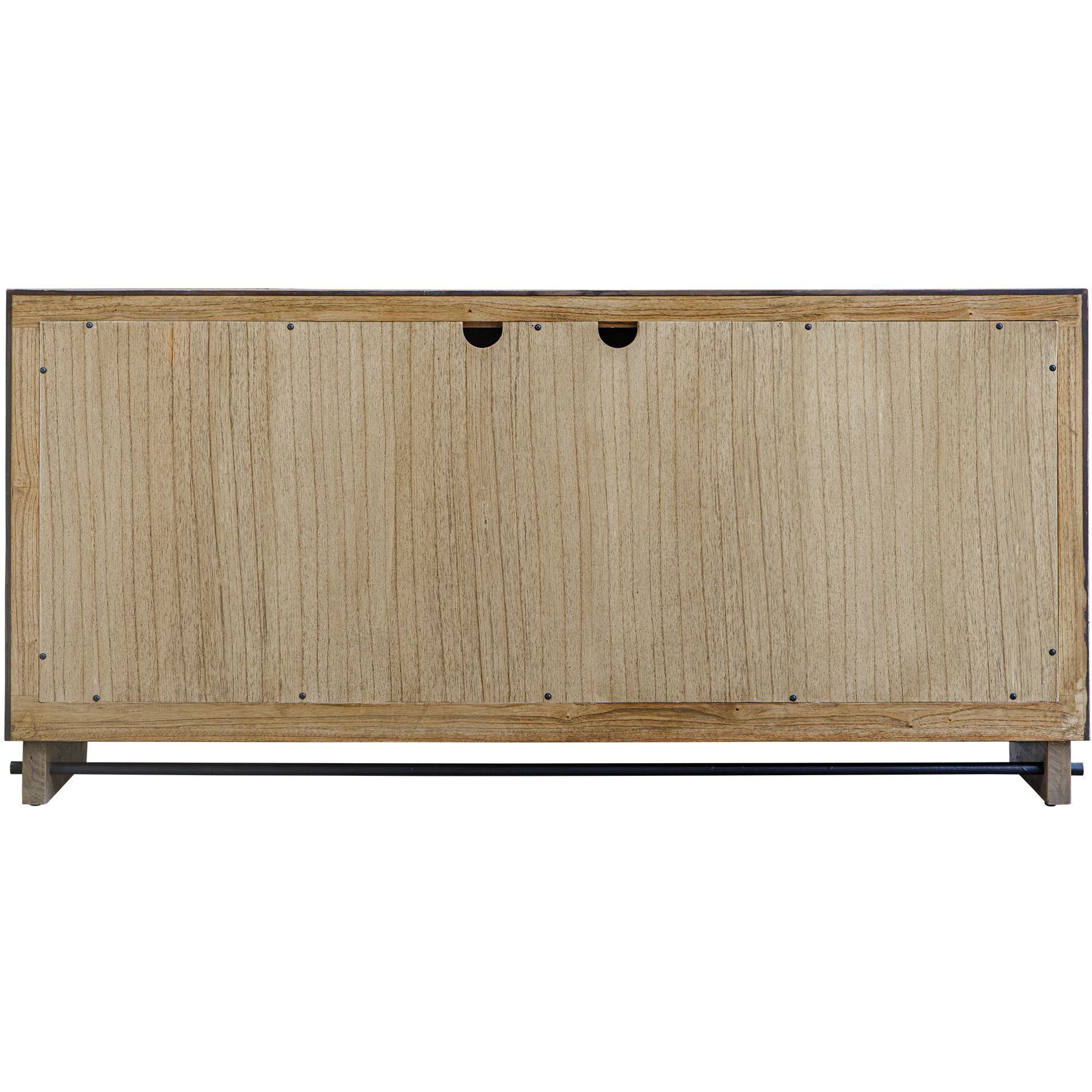 Kellem Black and Natural Wood 4 Door Cabinet