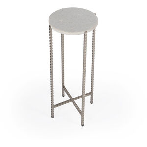 Nigella Marble and Silver Cross Legs Side Table in Multi-Color