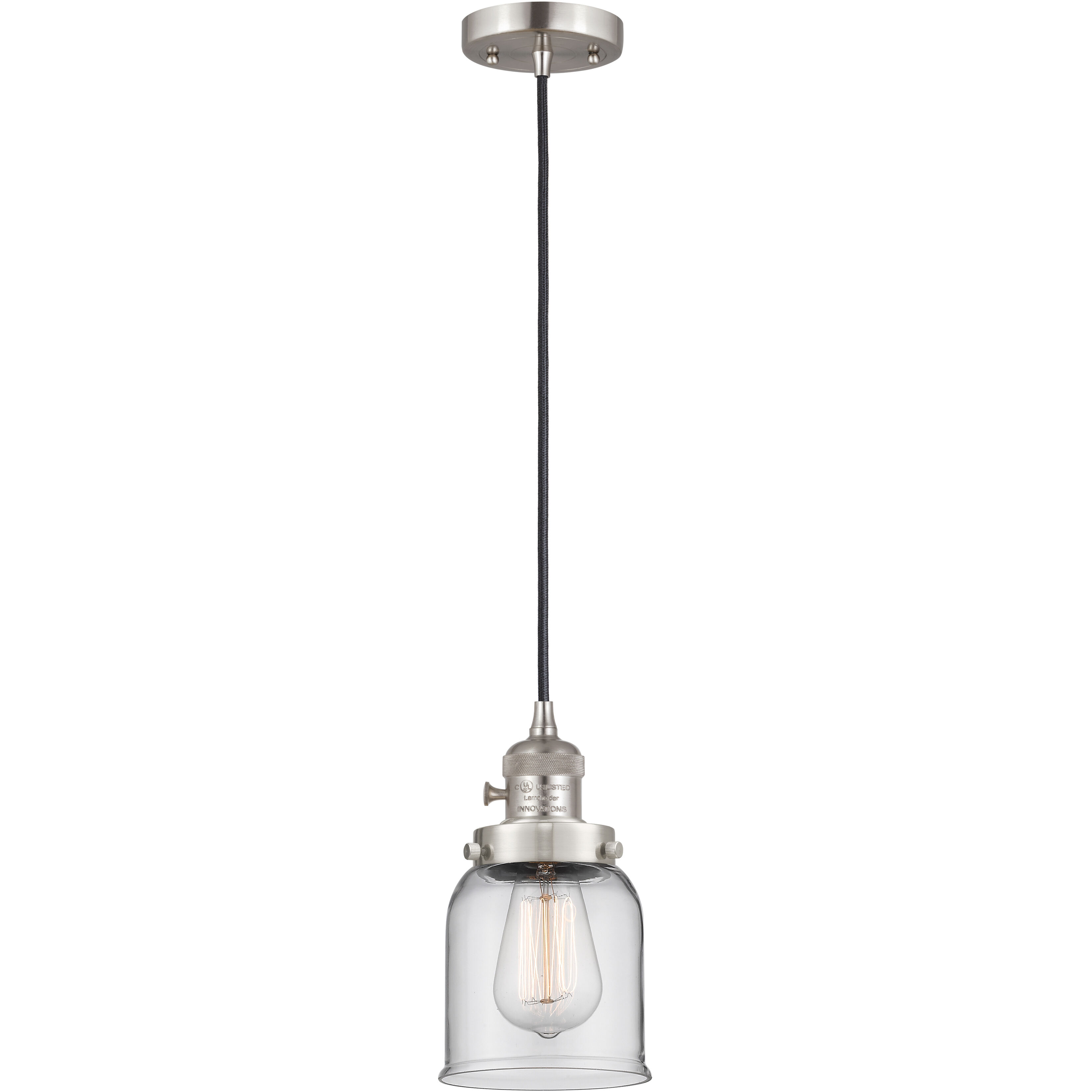 Franklin Restoration Bell LED 5 inch Brushed Satin Nickel Mini Pendant Ceiling Light in Clear