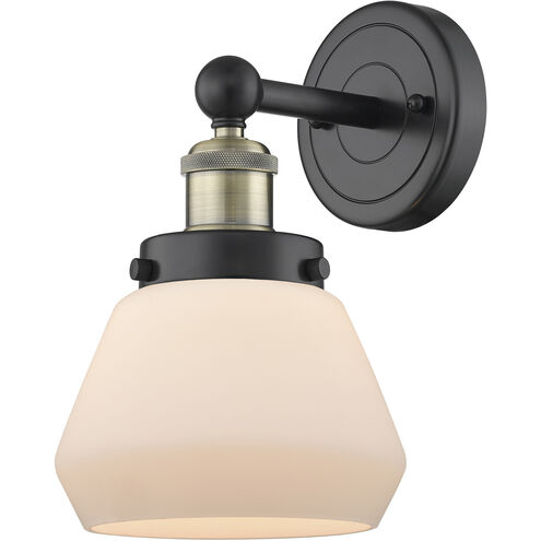 Fulton Sconce Wall Light in Black Antique Brass, Matte White