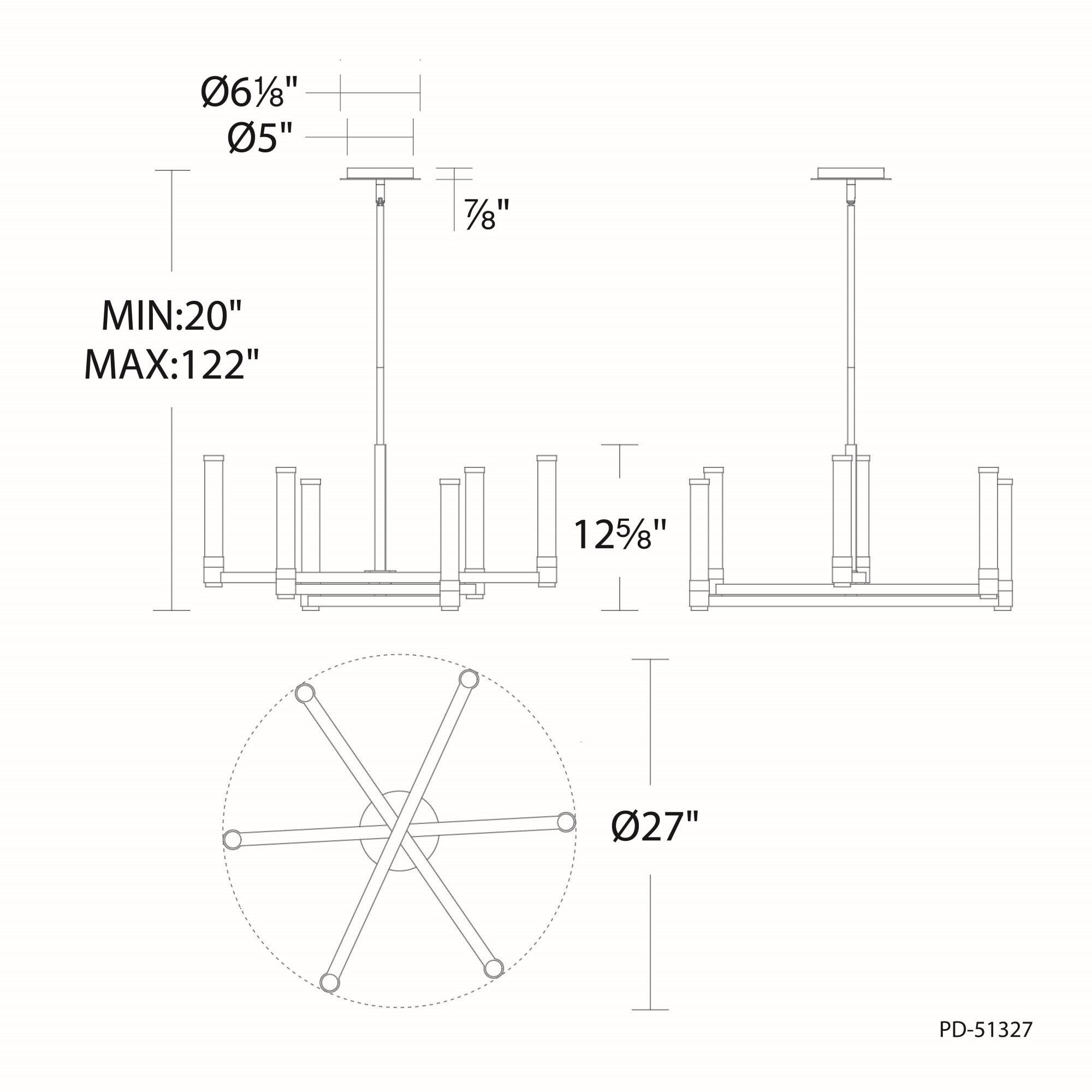 Jedi LED 27 inch Aged Brass Chandelier Ceiling Light, dweLED