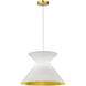 Patricia 1 Light 18 inch Aged Brass Pendant Ceiling Light in White/Gold Jewel Tone