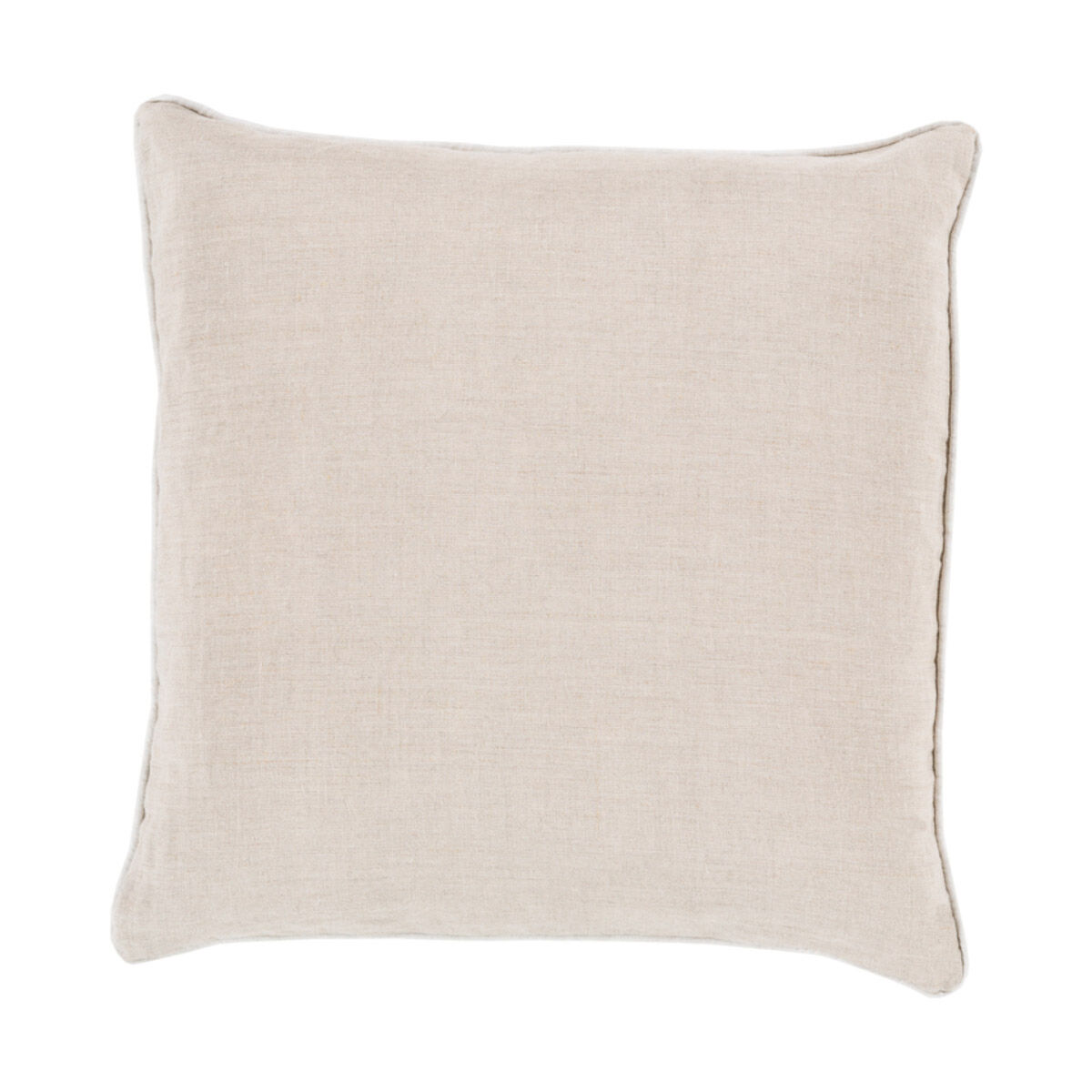 Linen Piped 18 X 18 inch Ivory and Cream Throw Pillow