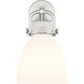 Downtown Urban Newton Bell Armed Sconce Wall Light in Satin Nickel, Matte White