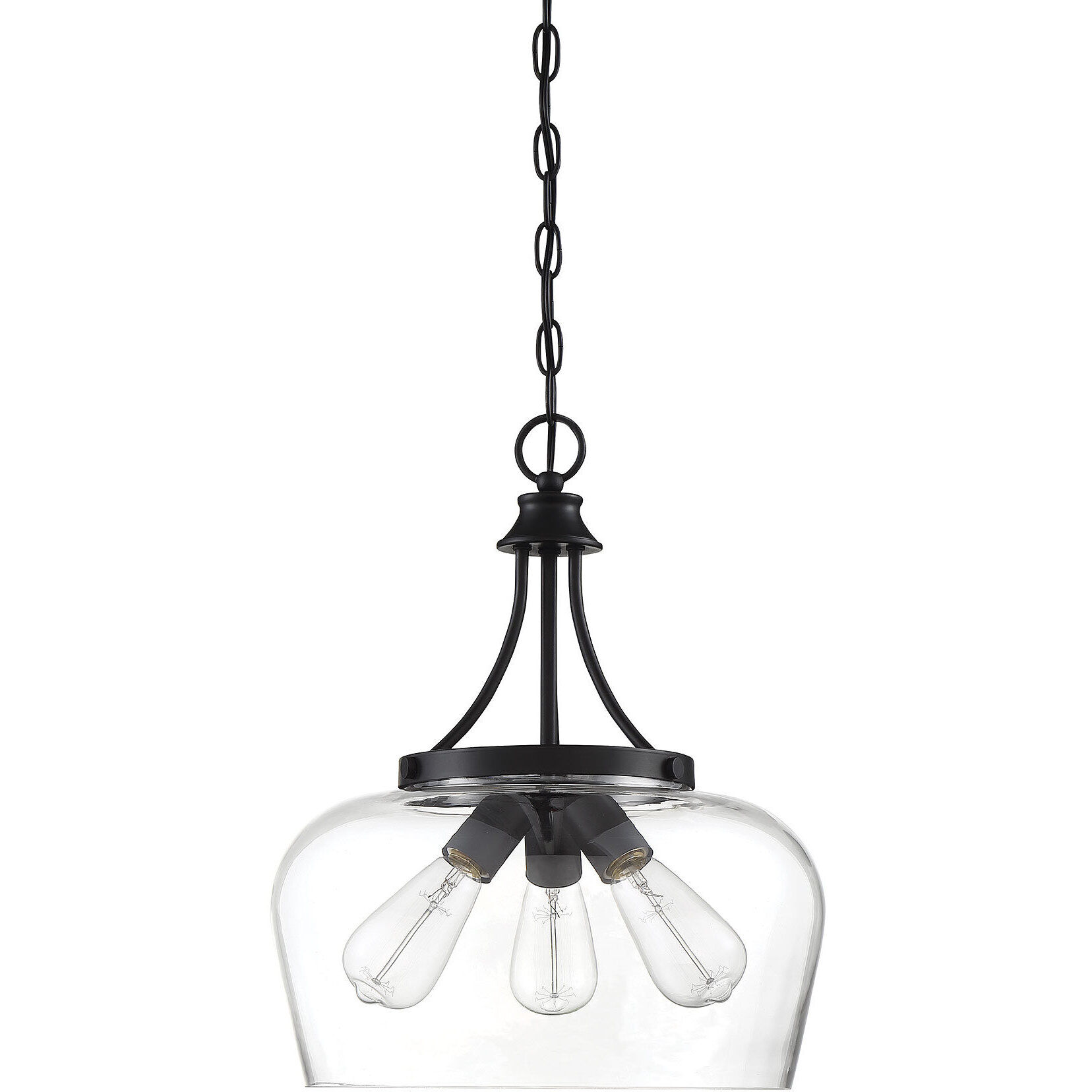 Octave 3 Light 15 inch Black Pendant Ceiling Light, Essentials