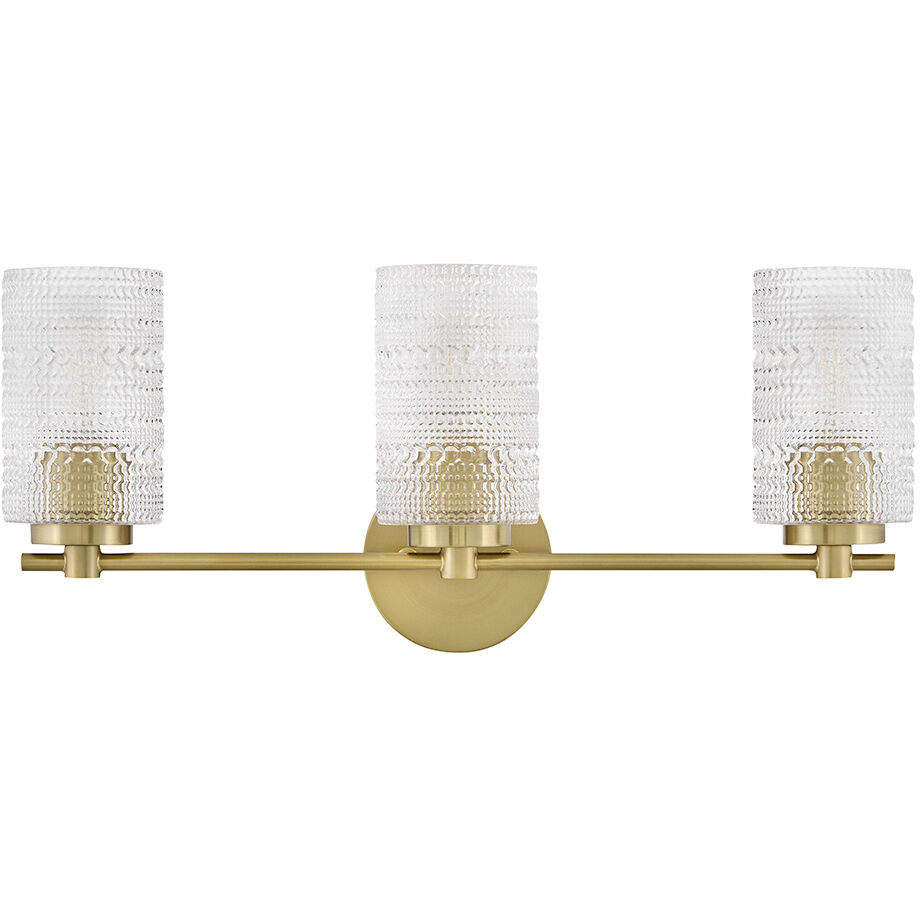 Mabel 3 Light 24.5 inch Lacquered Brass Bath Light Wall Light