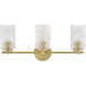 Mabel 3 Light 24.5 inch Lacquered Brass Bath Light Wall Light