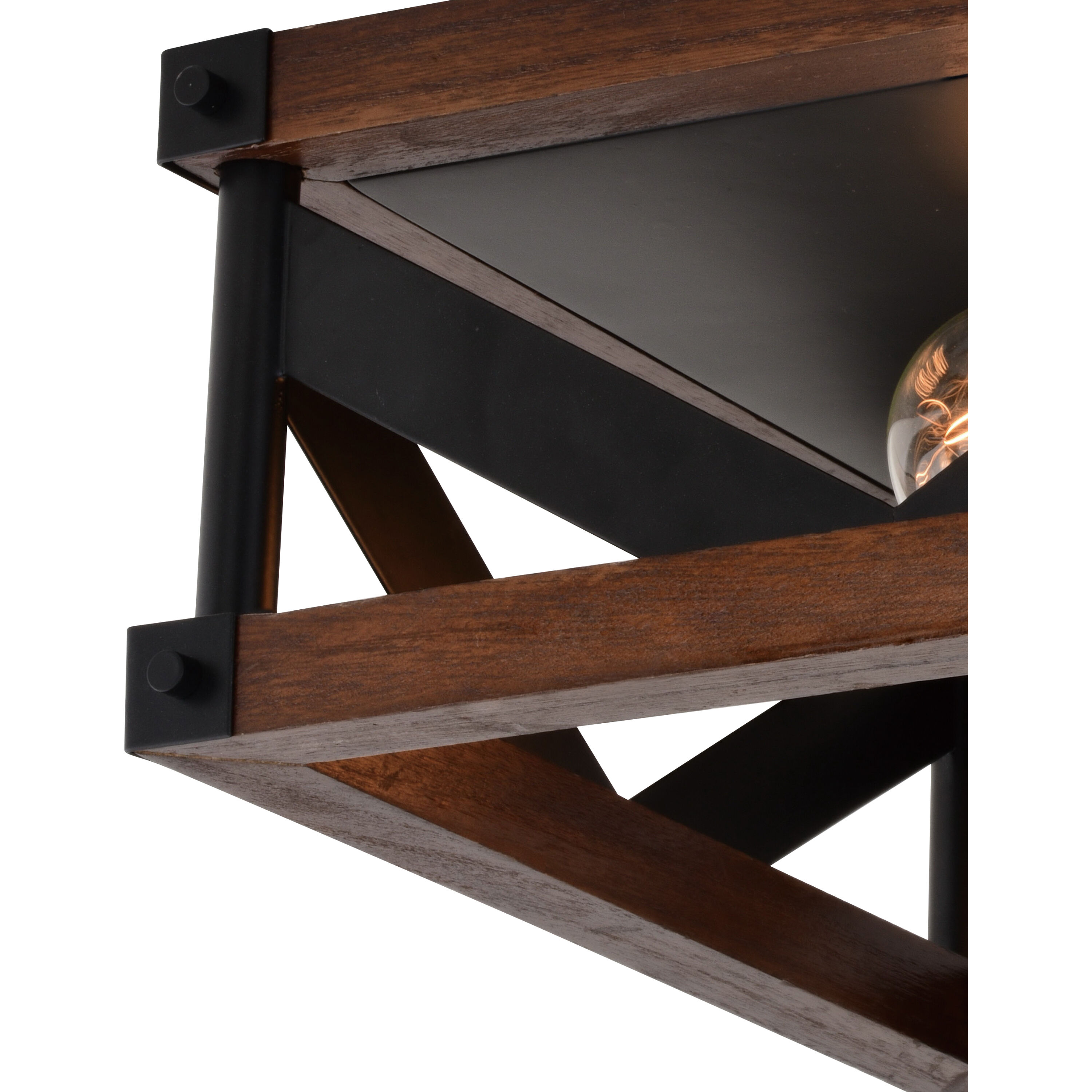 Wade LED 13 inch Matte Black and Sycamore Flush Mount Ceiling Light