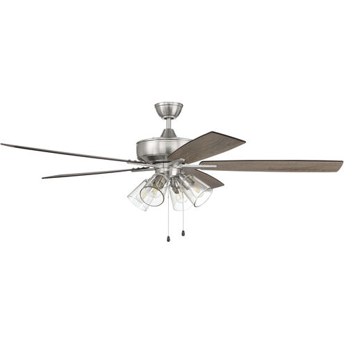 Super Pro 104 60 inch Brushed Polished Nickel with Driftwood/Grey Walnut Blades Contractor Ceiling Fan