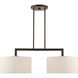 Meridian 2 Light 35 inch English Bronze Linear Chandelier Ceiling Light