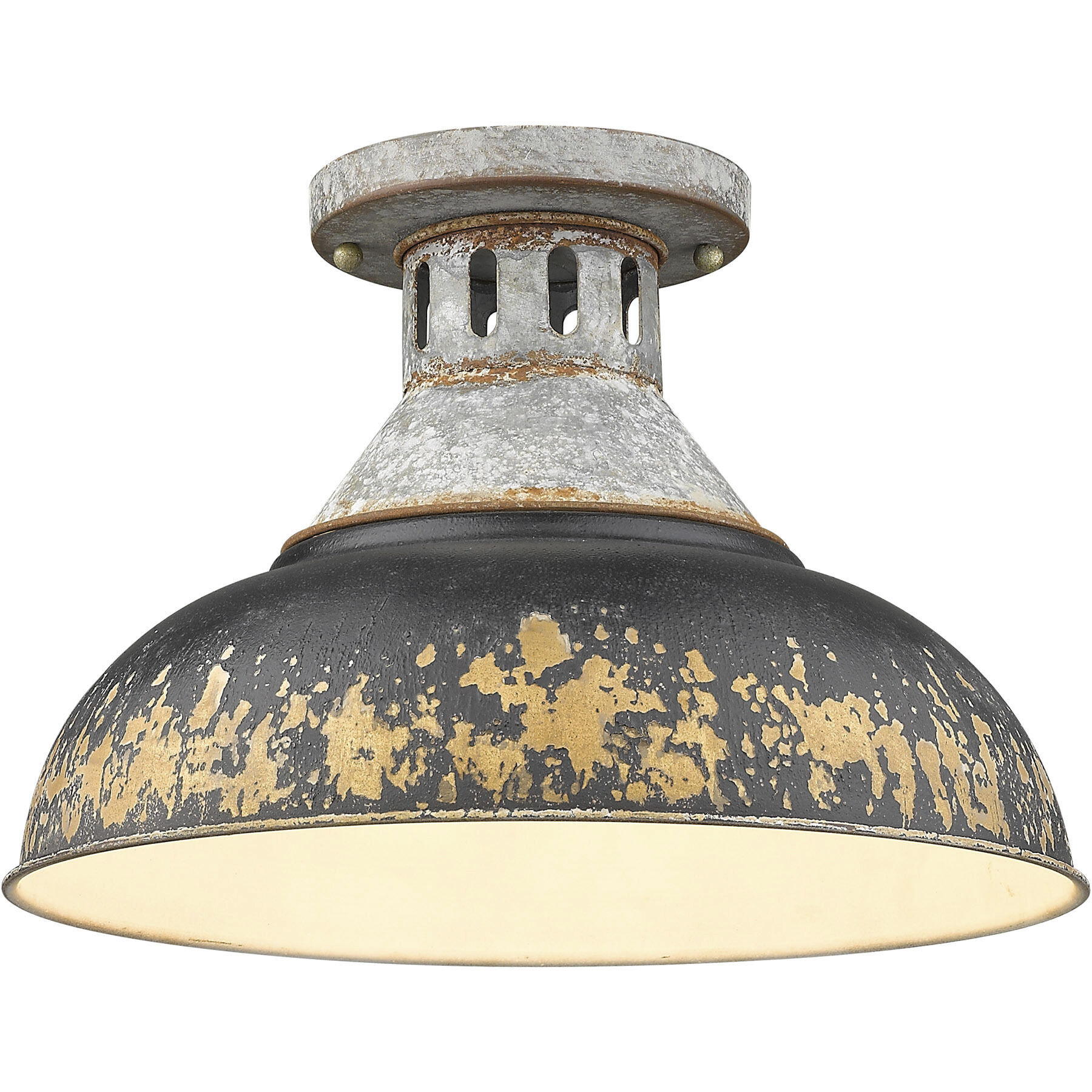 Kinsley 1 Light 14 inch Aged Galvanized Steel Semi-Flush Mount Ceiling Light in Antique Rust