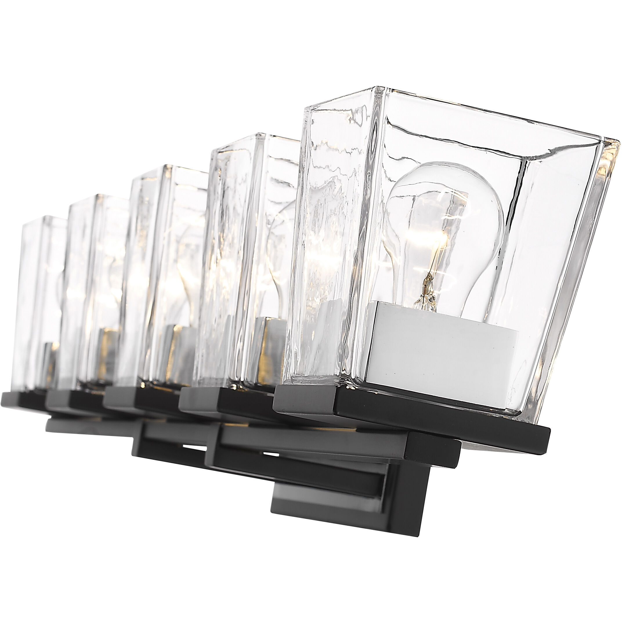 Bleeker Street 5 Light 42.5 inch Matte Black and Chrome Vanity Wall Light