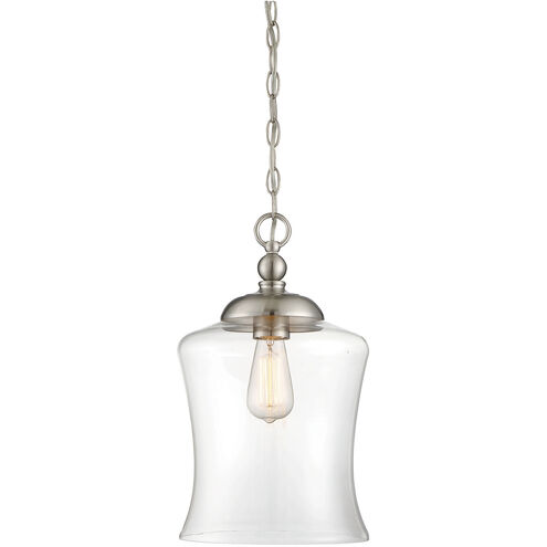 Modern 1 Light 9.75 inch Brushed Nickel Mini-Pendant Ceiling Light