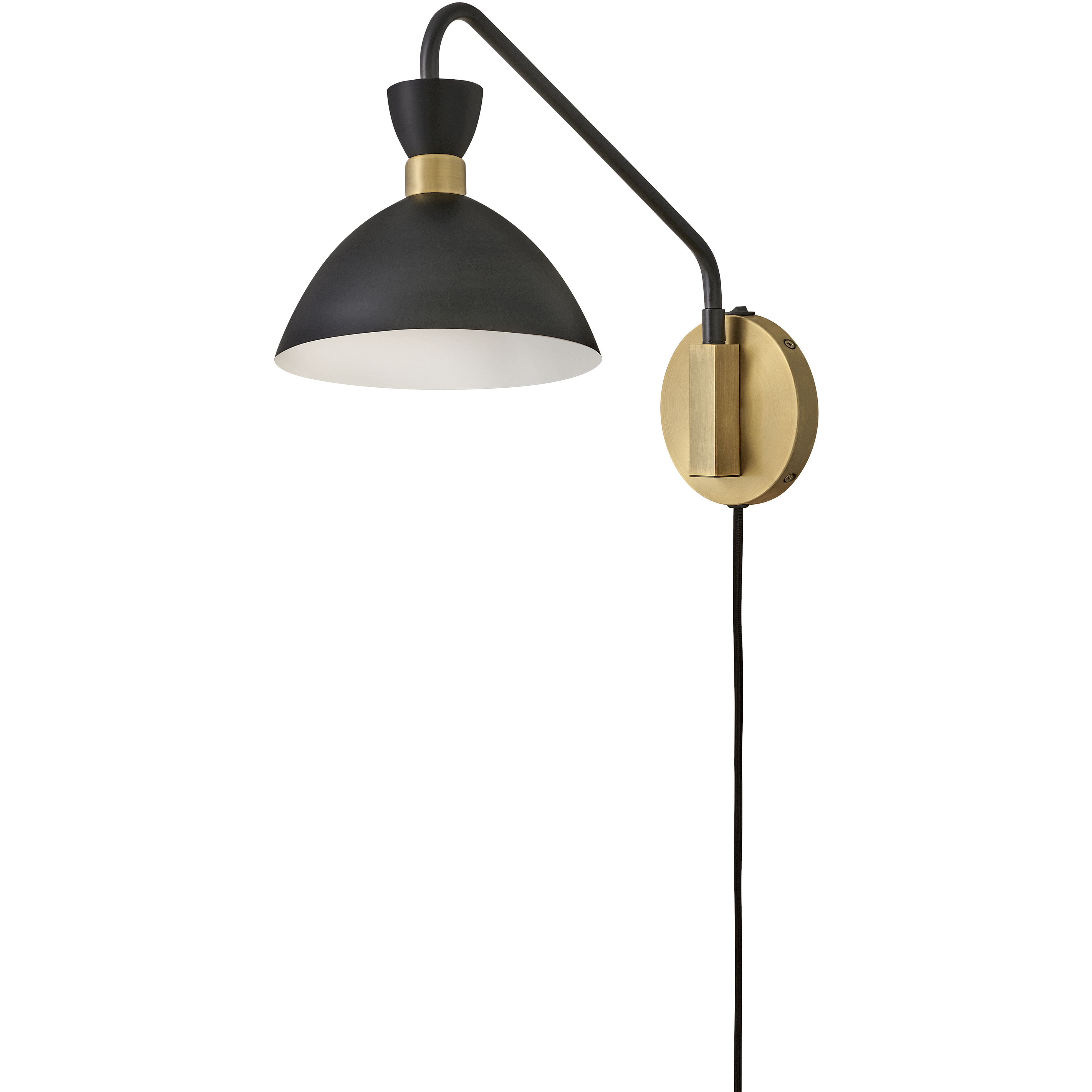 Simon LED 8 inch Black with Heritage Brass accents Sconce Wall Light