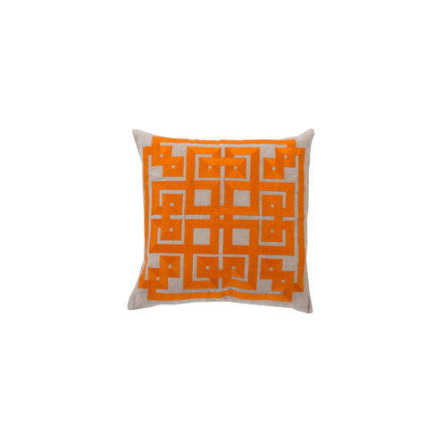 Gramercy 18 X 18 inch Bright Orange and Light Gray Throw Pillow