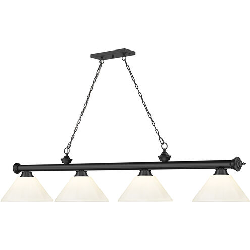 Cordon 4 Light 81.25 inch Matte Black Billiard Ceiling Light in White Plastic