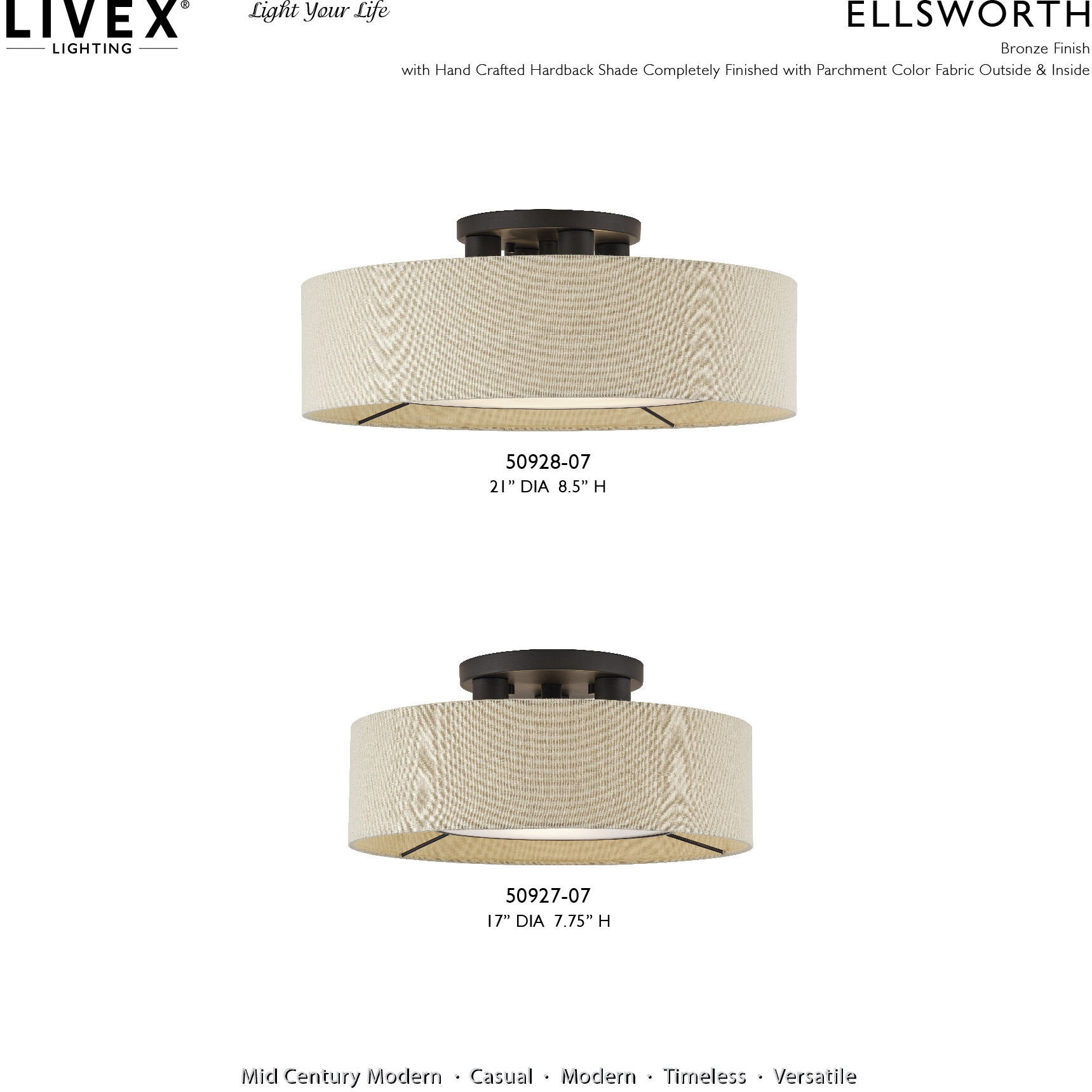 Ellsworth 4 Light 21 inch Bronze Semi Flush Mount Ceiling Light, Large