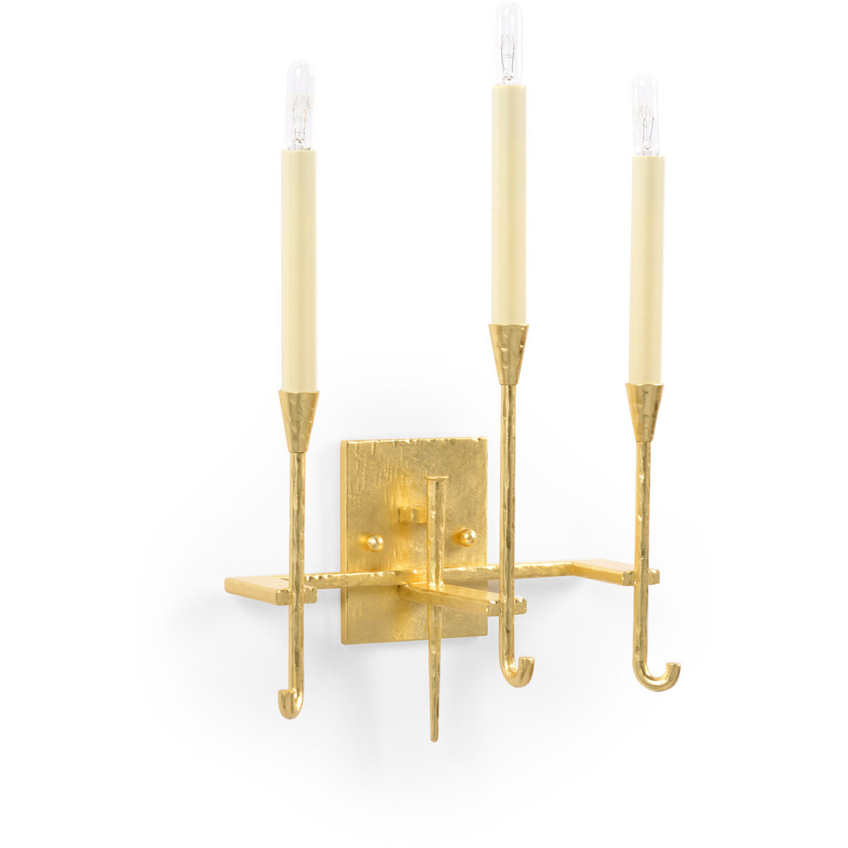 Claire 3 Light 12 inch Hammered/Gold Leaf Sconce Wall Light