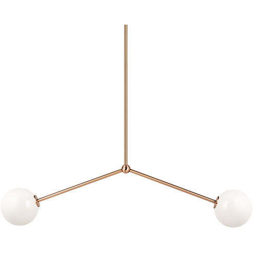 Novo 2 Light 5.88 inch Aged Gold Brass Pendant Ceiling Light in Aged Gold Brass and Opal Glass