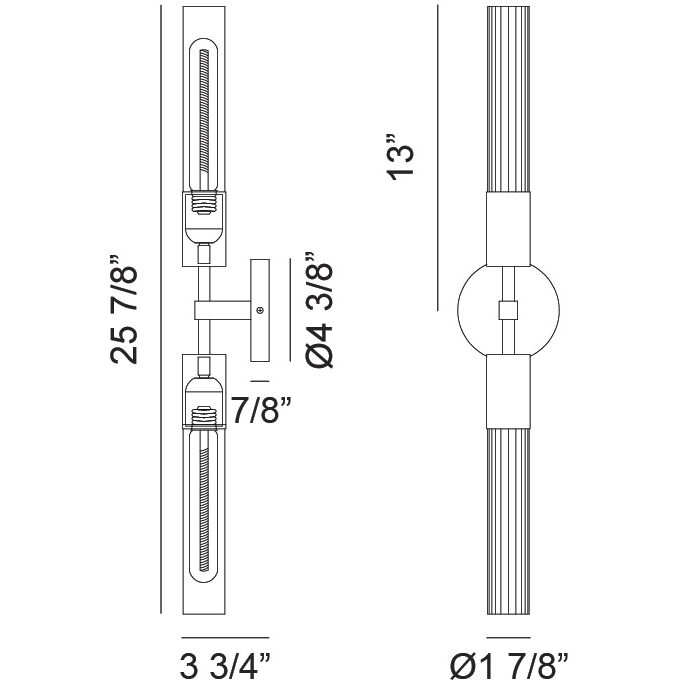 Lumiere 2 Light 6.7 inch Matte Black Bath Vanity Light Wall Light