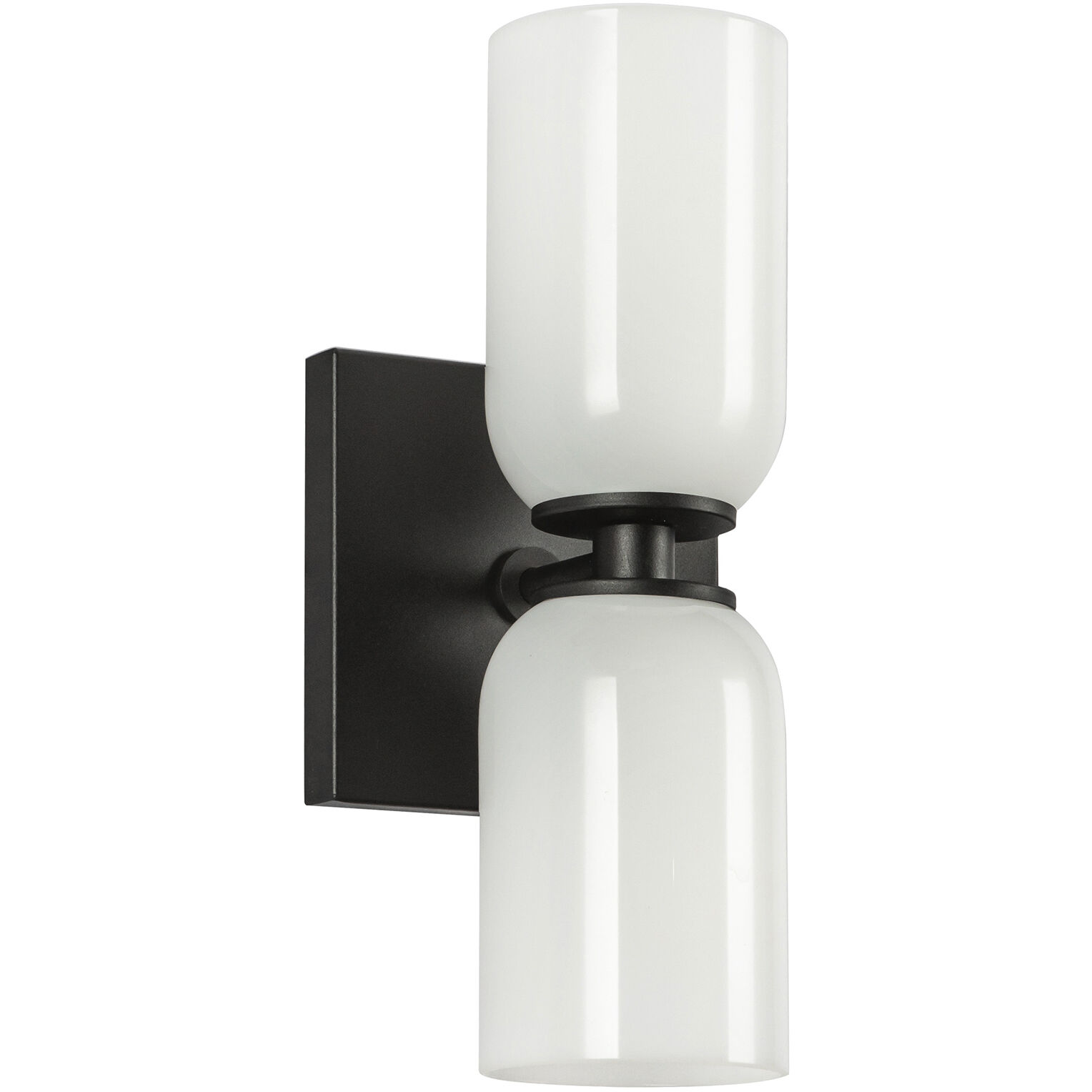 Nola Wall Sconce Wall Light in Black, Glossy Opal Glass Shade