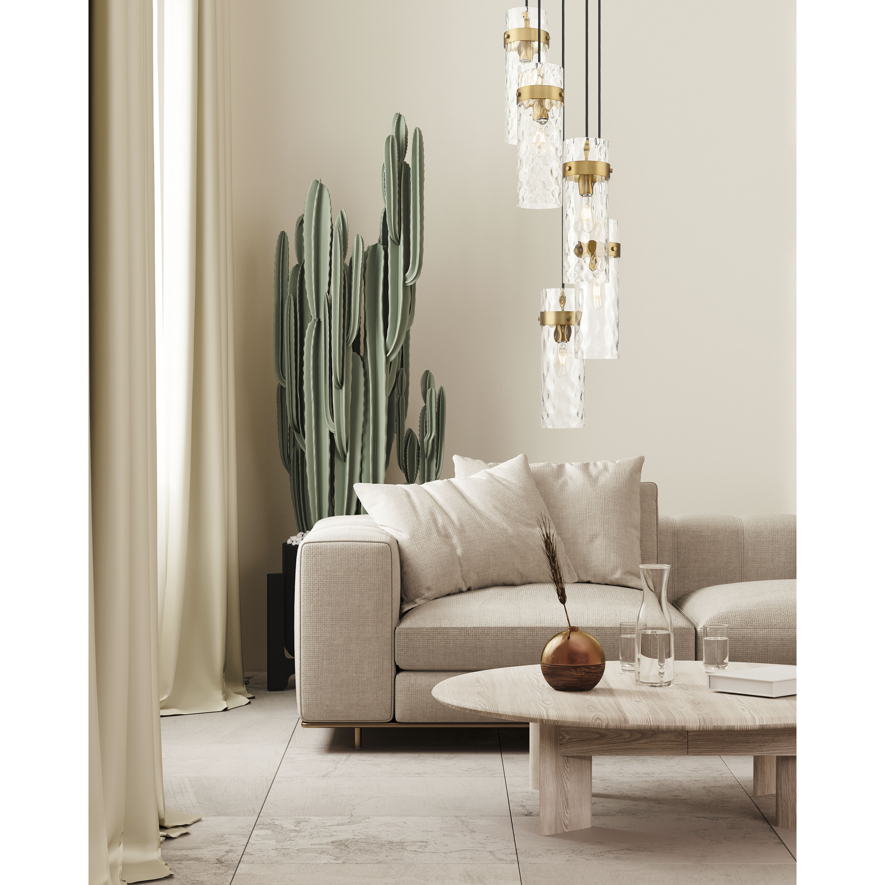 Fontaine 5 Light 14.5 inch Rubbed Brass Chandelier Ceiling Light