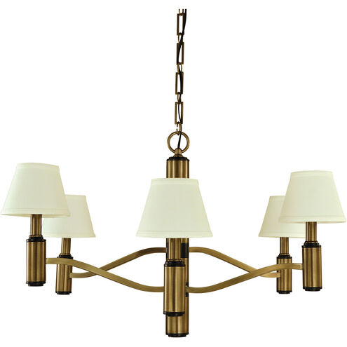 Hampton 6 Light 30 inch Antique Brass and Matte Black Dining Chandelier Ceiling Light