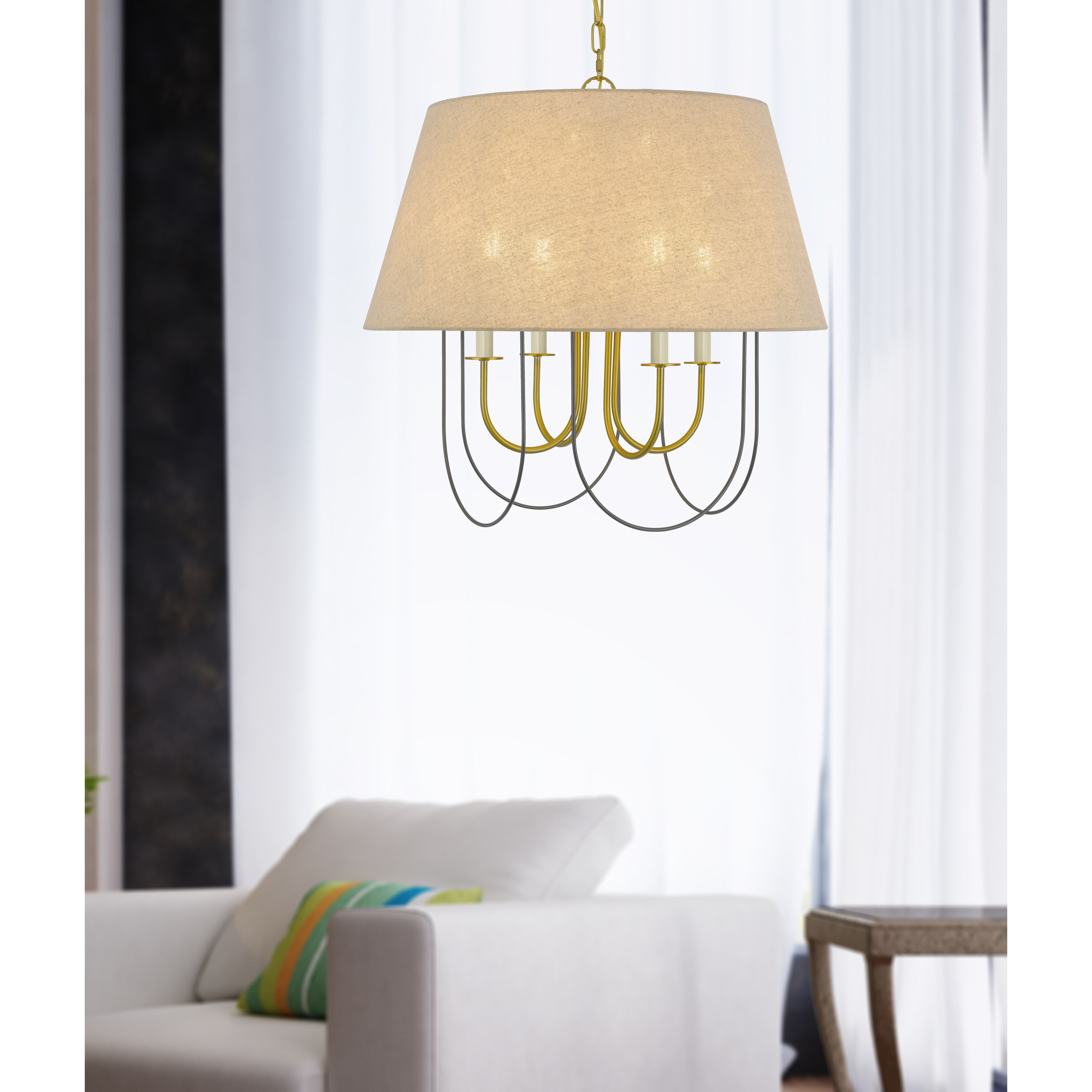 Eupora 4 Light 24 inch Antique Brass and Black Chandelier Ceiling Light