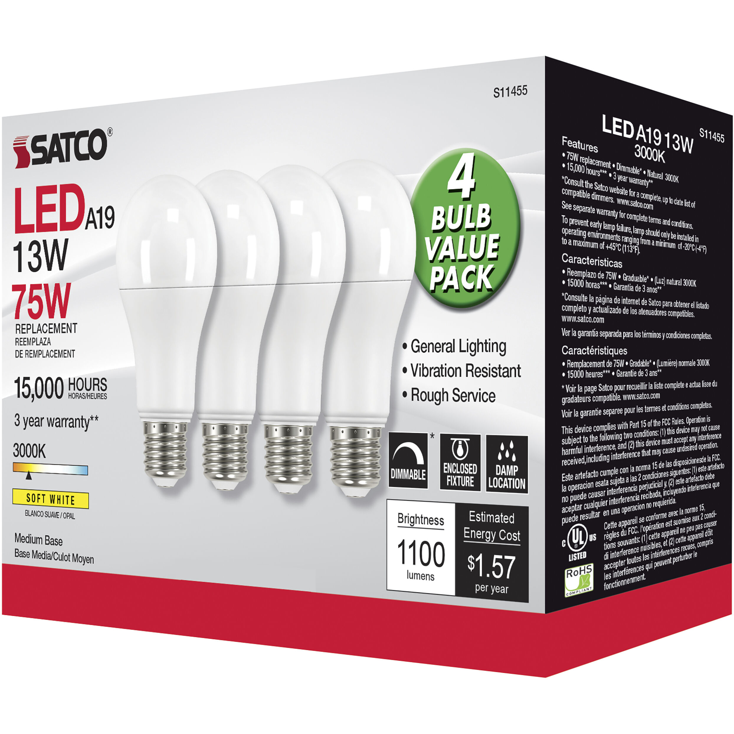 Lumos LED Medium Type A 13.00 watt 3000K Light Bulb