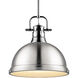 Duncan 1 Light 14 inch Chrome Pendant Ceiling Light in Pewter, Large