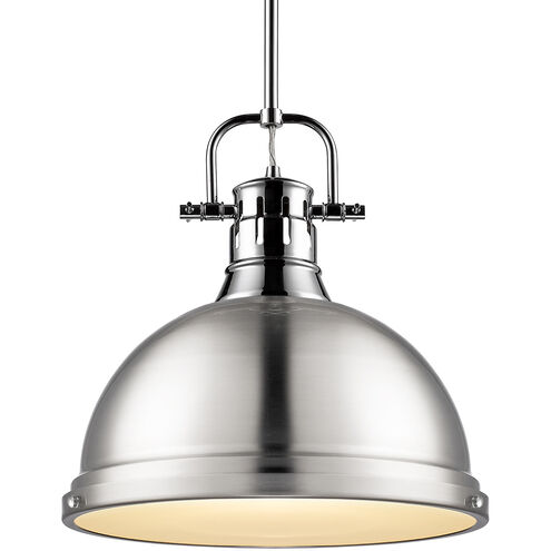 Duncan 1 Light 14 inch Chrome Pendant Ceiling Light in Pewter, Large
